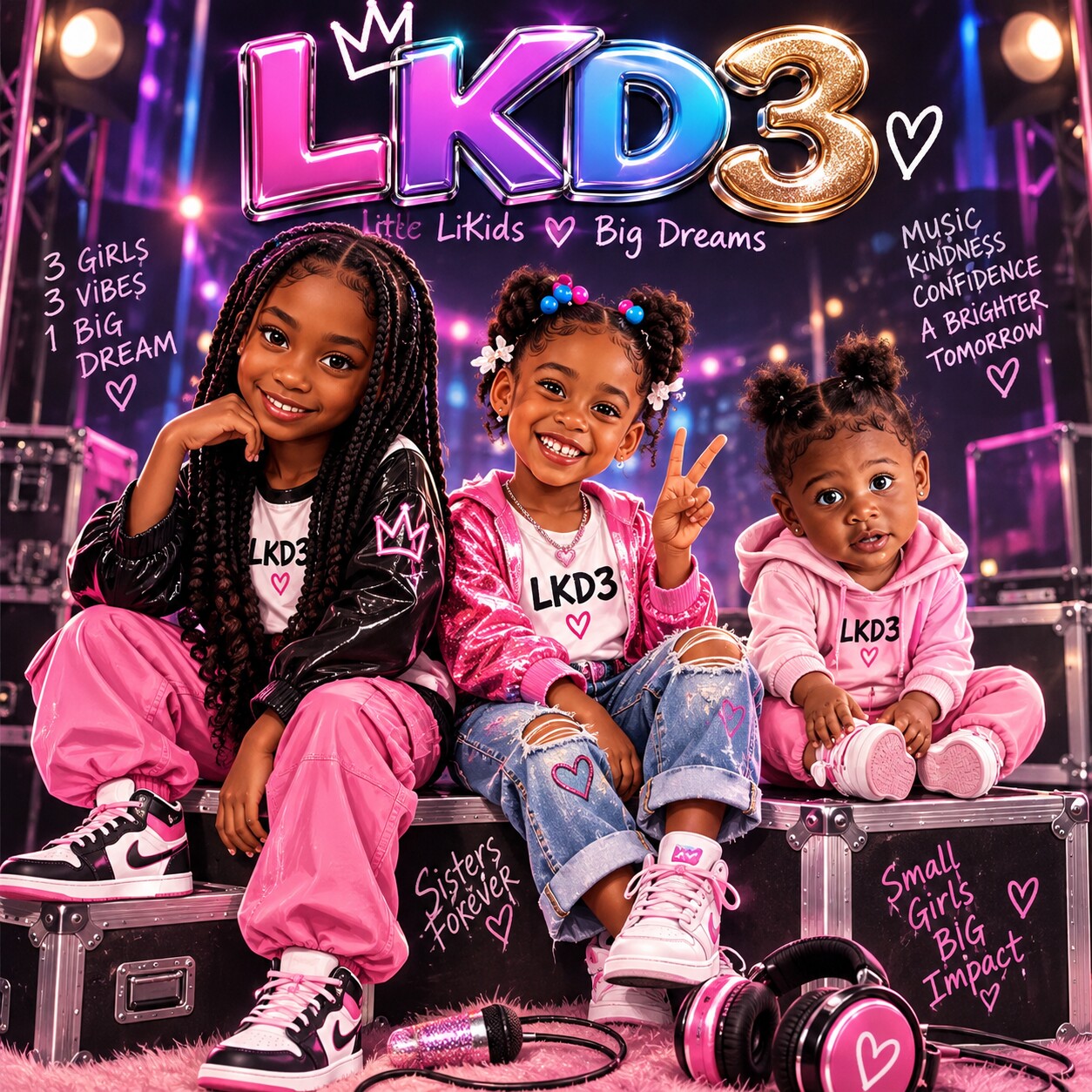 The official LKD3 group image showing Dori, Kenlynn, and Lani